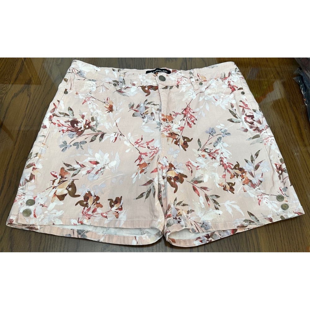 Bandolino Amalia Shorts Womens 12 Pink Floral Print Denim Mid Rise DBB2783-LOT